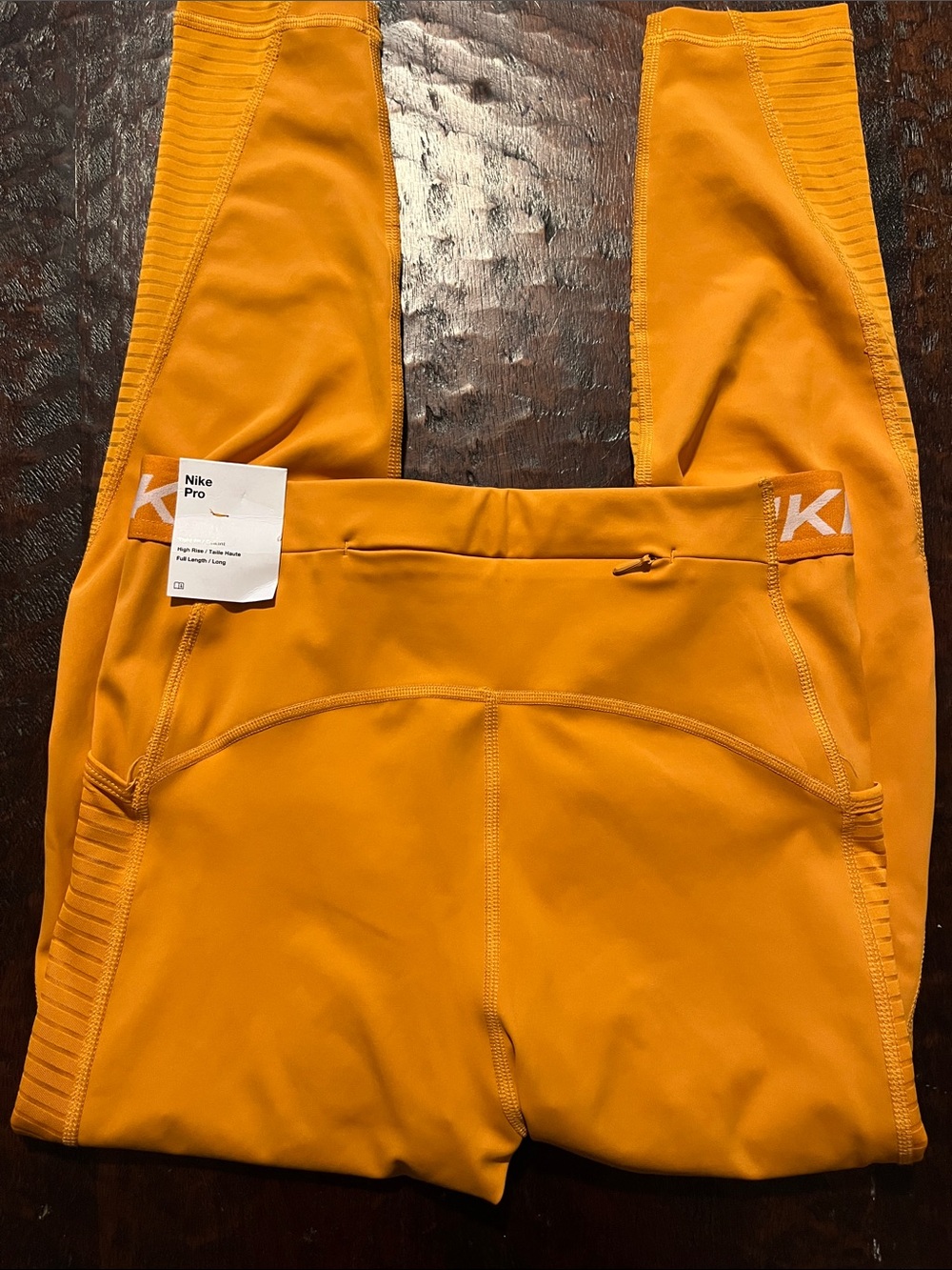 NWT Nike Pro Running tight side pockets, orange, medium capri 24"